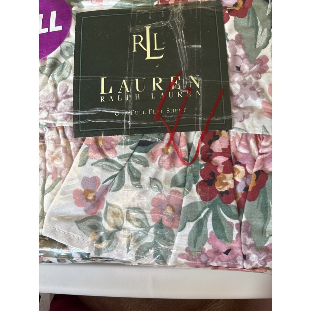 Ralph Lauren Allison Floral Full Flat Sheet 100% Cotton 200 TC Vintage 1987 New